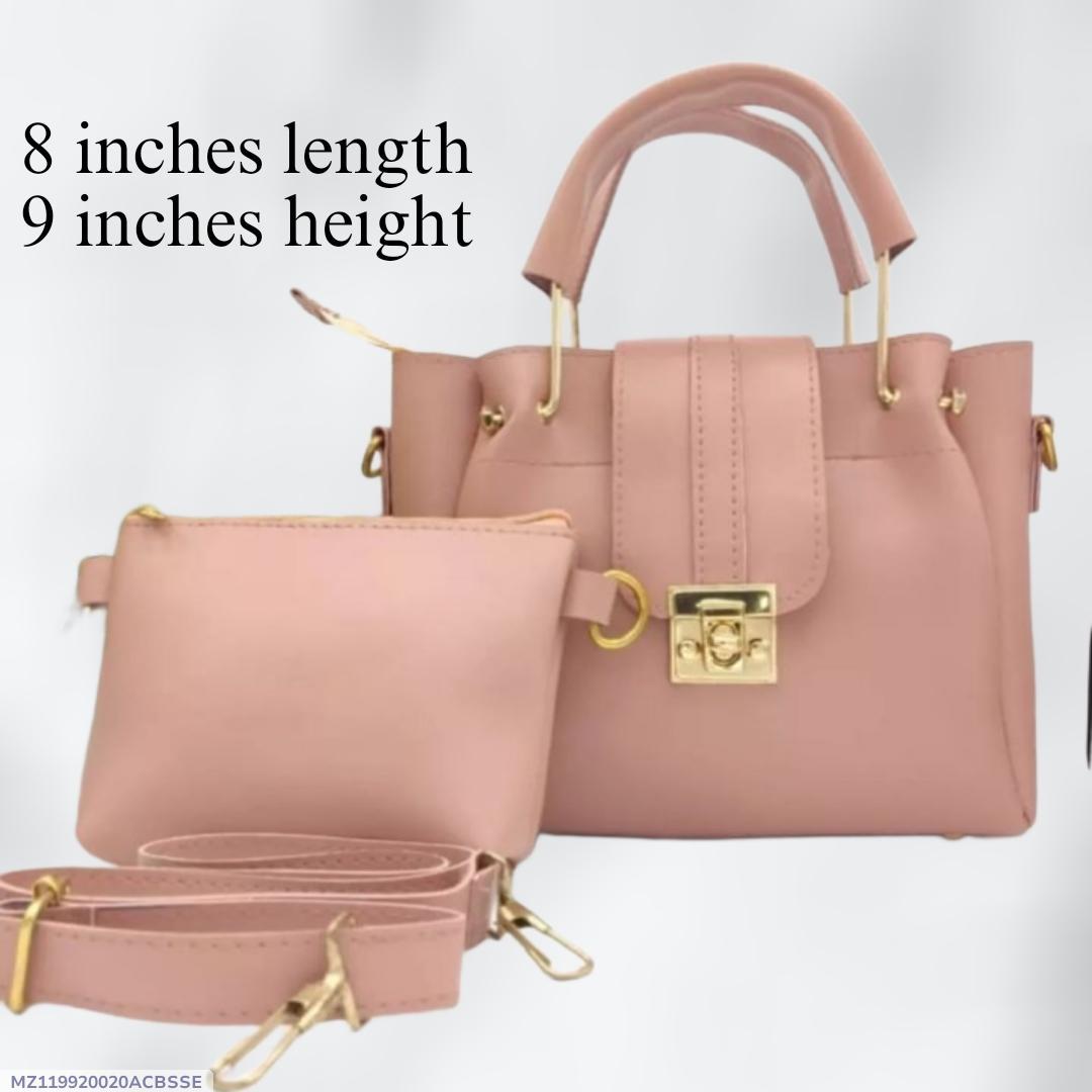 Pink PU Leather Crossbody Bag with Gold Hardware