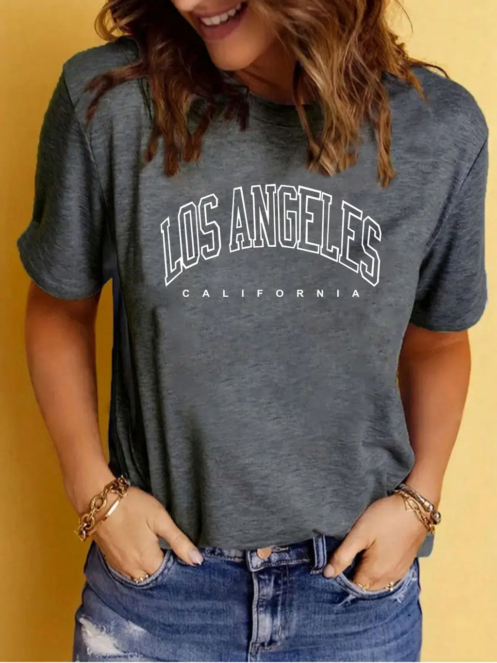 Women Purple Los Angeles T-Shirt Casual Summer