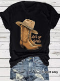 Women Black Cowboy Boots Hat T-Shirt Summer Casual