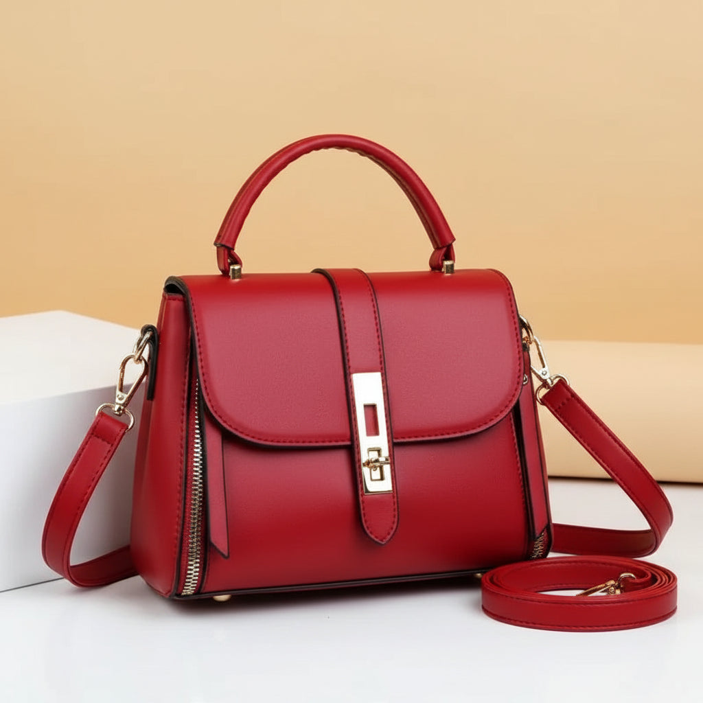 Stylish Women's Leather Shoulder Bag - 1 Pc in Brown with Plain Pattern
