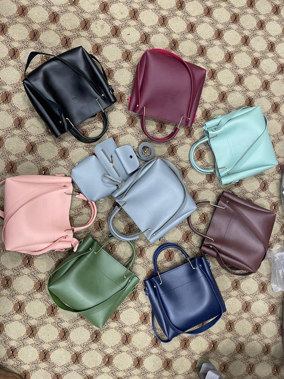 Women's PU Leather Hand Bag Set - 4 Pcs