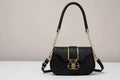 Black Croc Embossed Shoulder Bag with Gold Hardware for Girls