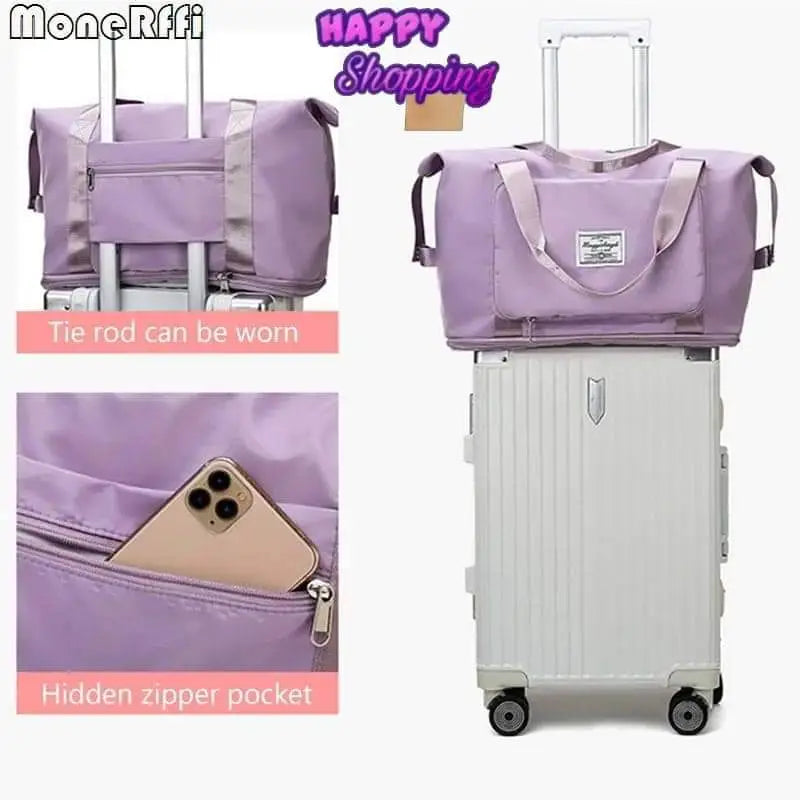 2 in 1 Folding Travel Bag – Large Capacity Waterproof Duffel Bag with Dry & Wet Separation