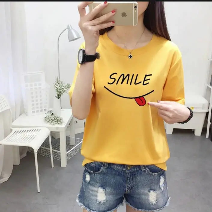 1 Pc Women's Stitched Cotton Net Printed T-Shirt