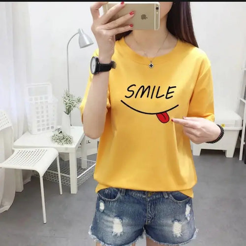 1 Pc Women's Stitched Cotton Net Printed T-Shirt