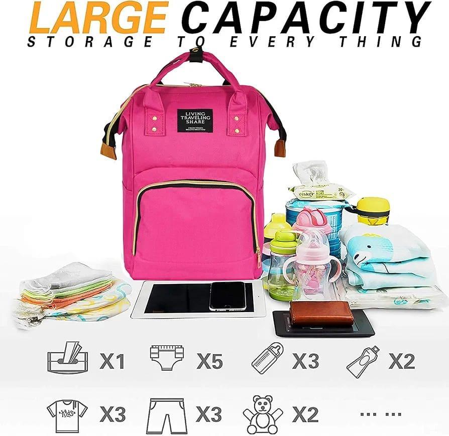 Pink Nylon Backpack with Gold Zipper for Women