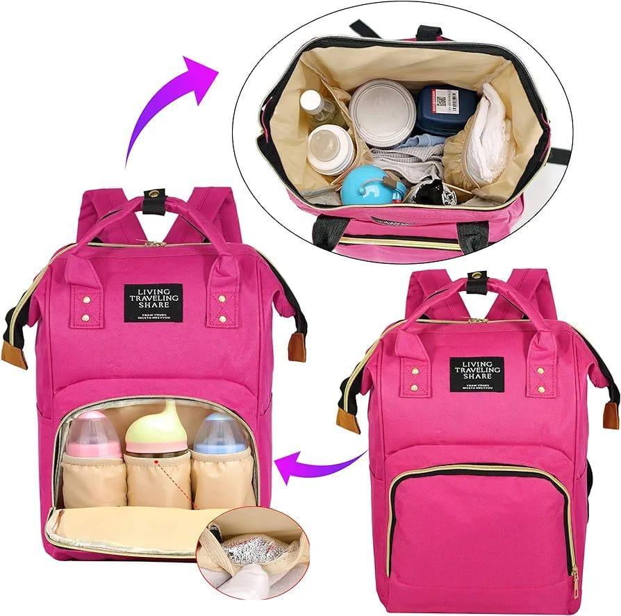 Pink Nylon Backpack with Gold Zipper for Women