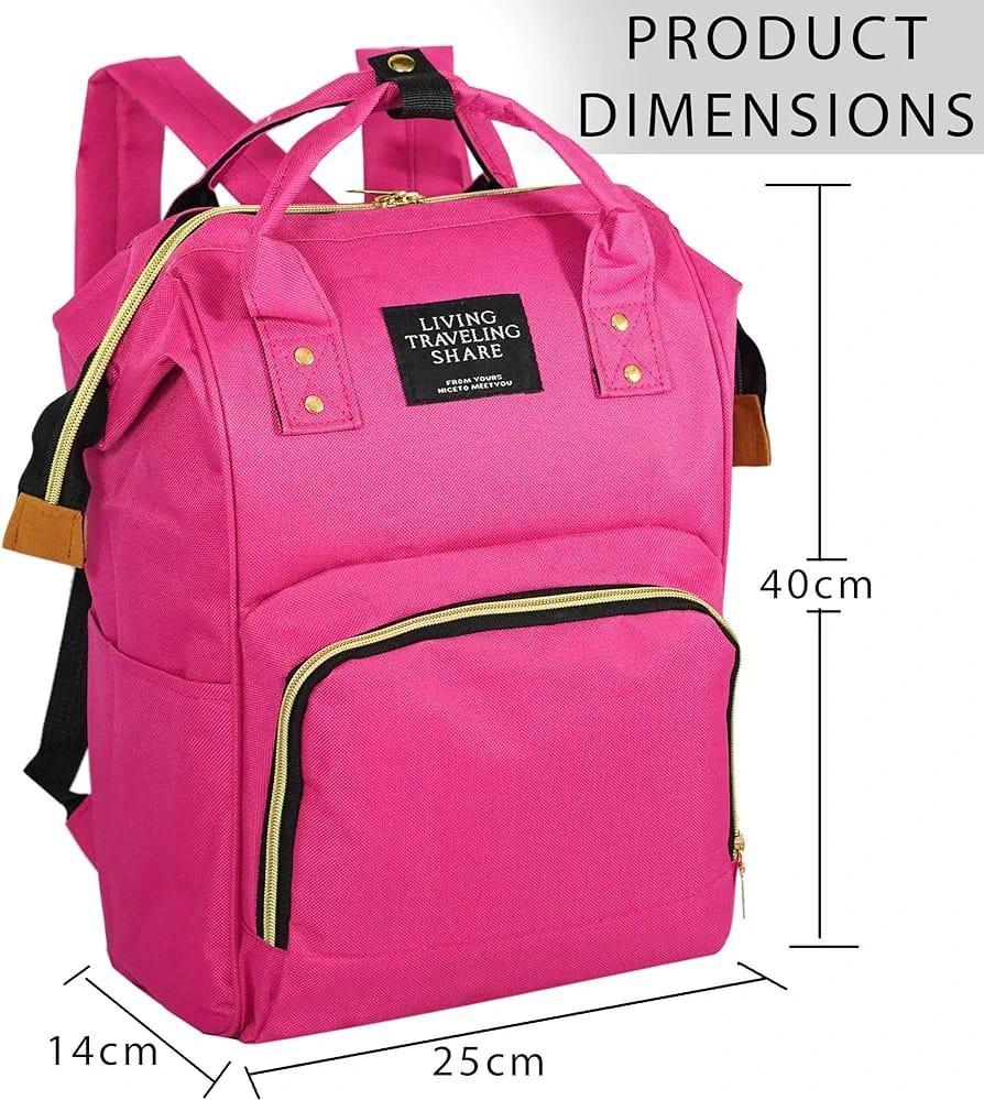 Pink Nylon Backpack with Gold Zipper for Women