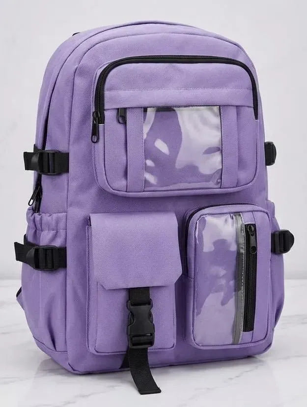 Casual Backpack with transparent pocket