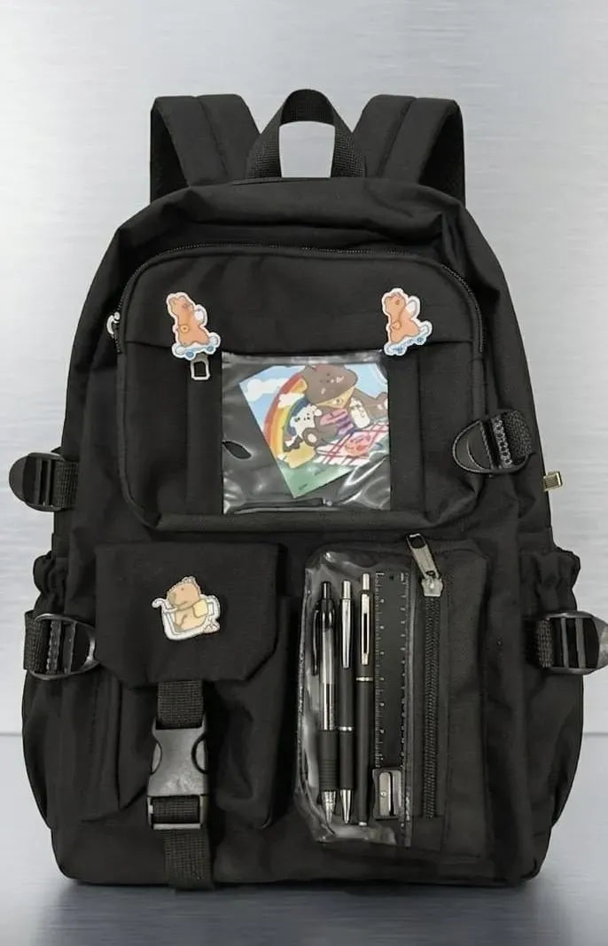 Casual Backpack with transparent pocket
