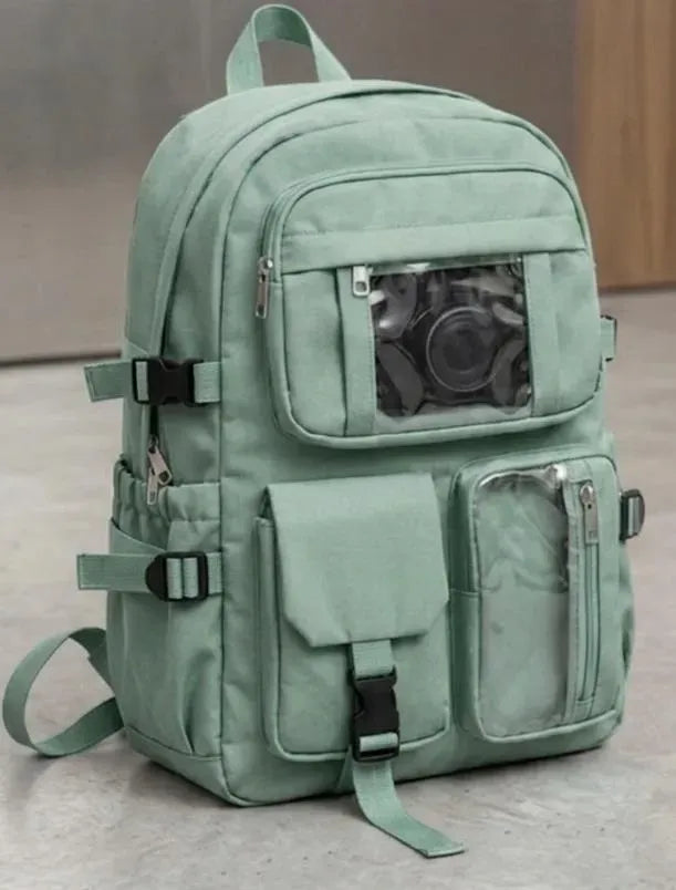 Casual Backpack with transparent pocket