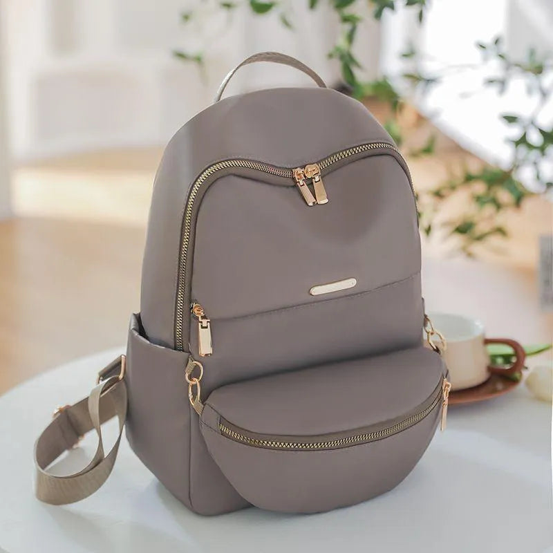 Gray Nylon Backpack Set 16" with Chest Bag for Women