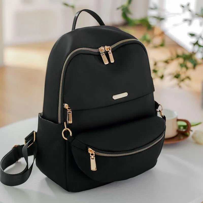 Gray Nylon Backpack Set 16" with Chest Bag for Women