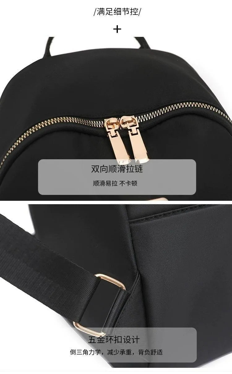 Gray Nylon Backpack Set 16" with Chest Bag for Women