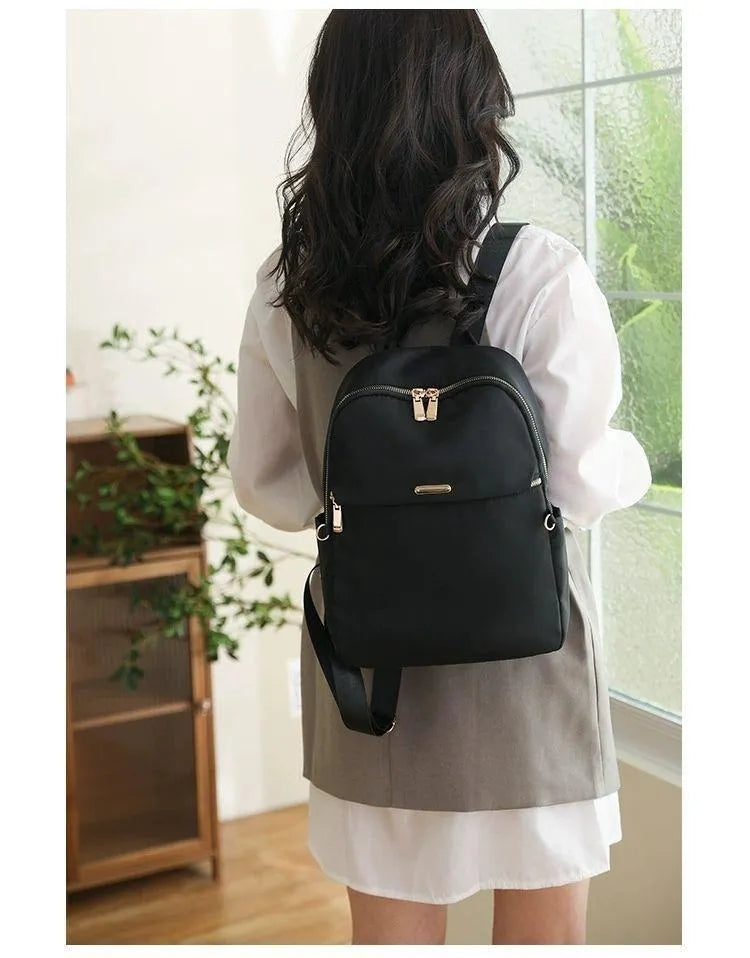 Gray Nylon Backpack Set 16" with Chest Bag for Women