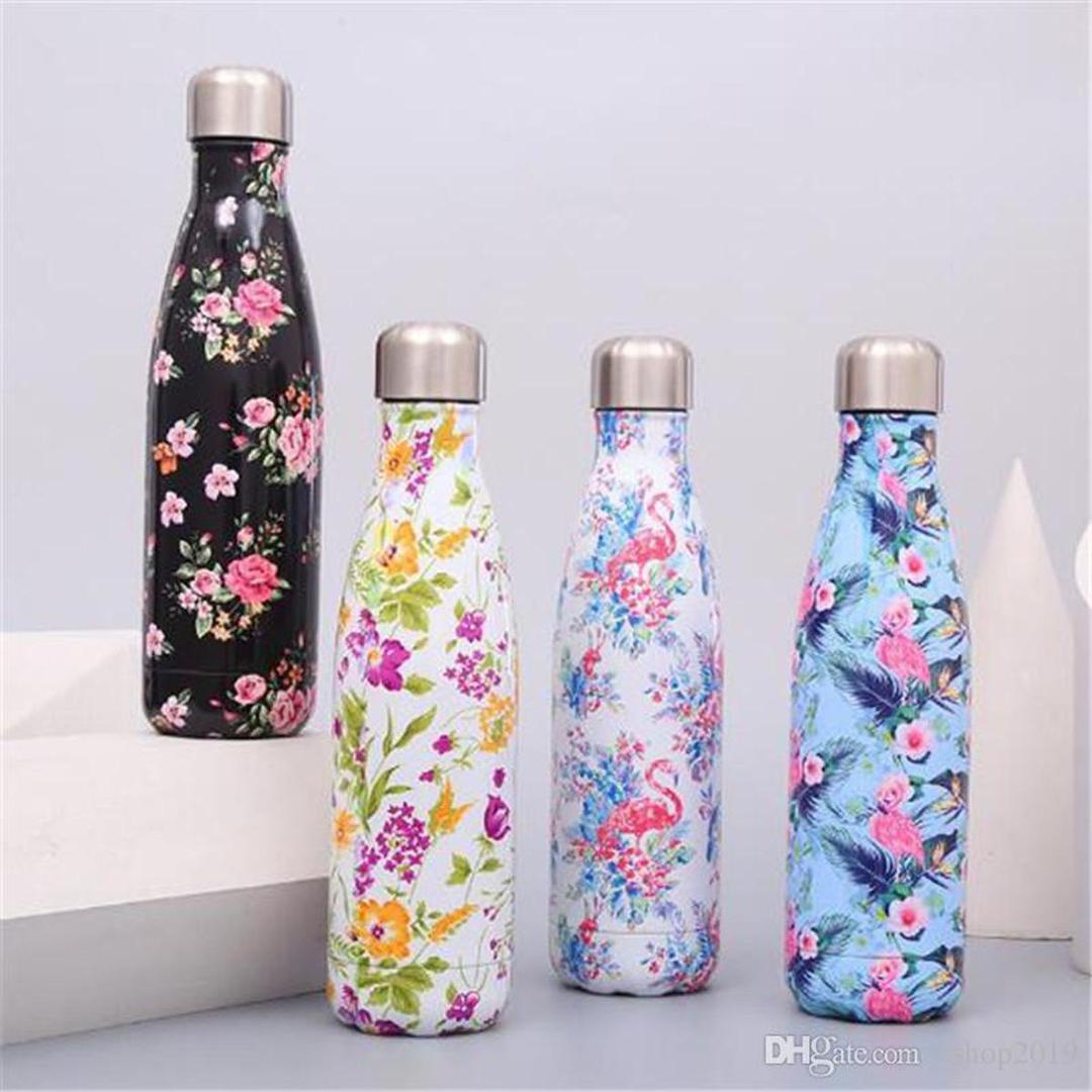 Tropical Floral Water Bottle 500ml Stainless Steel Leak Proof