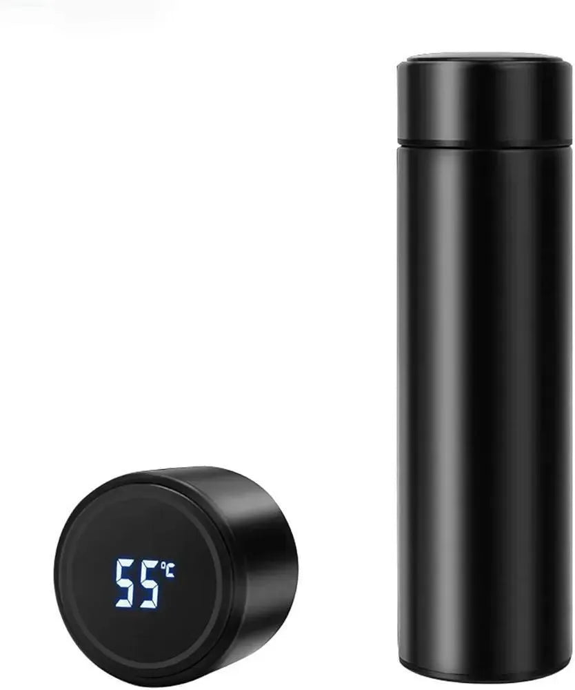 Digital Temp Water Bottle 50ml Black Stainless Steel