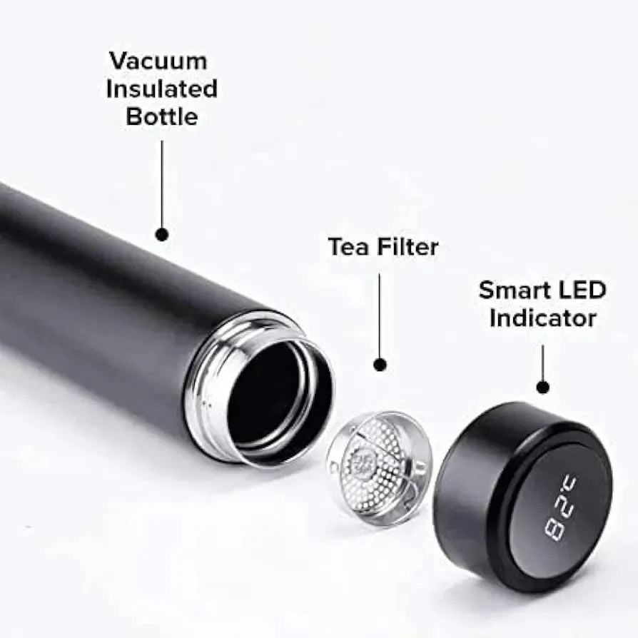 Digital Temp Water Bottle 50ml Black Stainless Steel